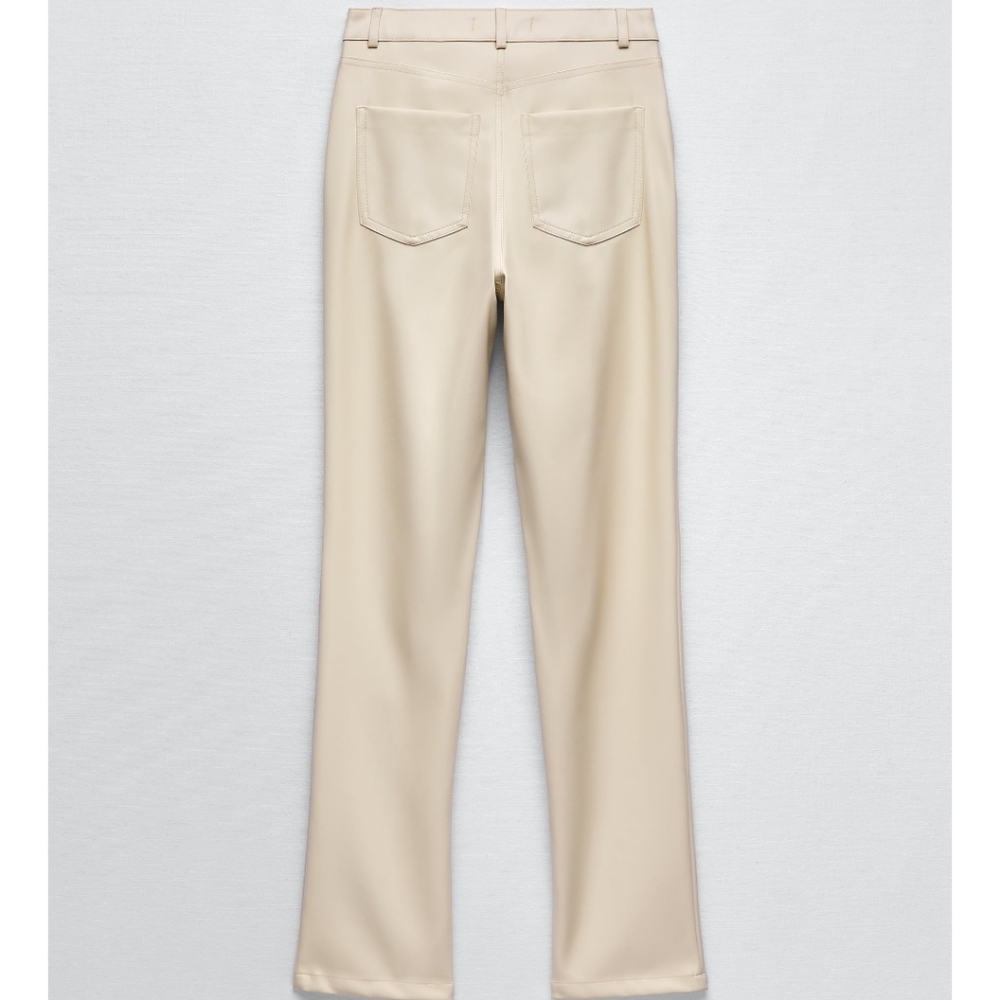 Zara * Faux Leather Cream Pants Slit - Picture 10 of 16